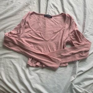 SHEIN Pink Long Sleeve Crop Blouse